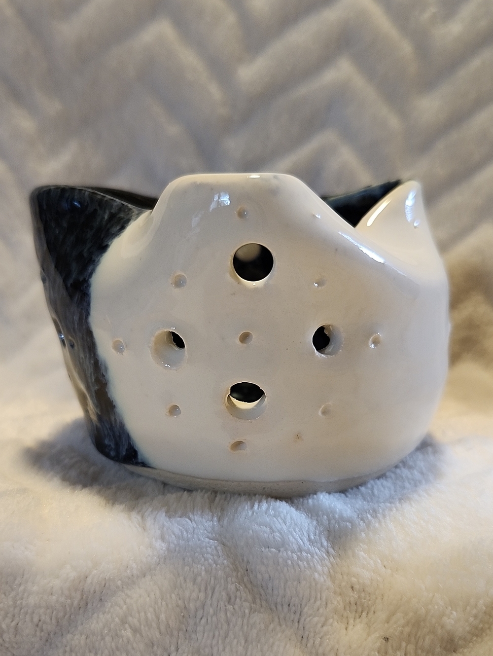 Handcrafted Ceramic Votive/Luminary - Black and White Glaze